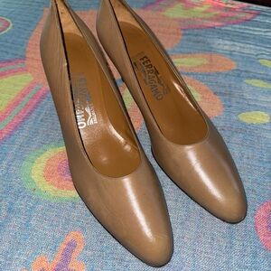 Salvatore Ferragamo Tan Leather Heels